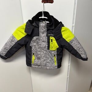 32 Degrees Toddler Kids Gray and Neon Yellow Winter Jacket